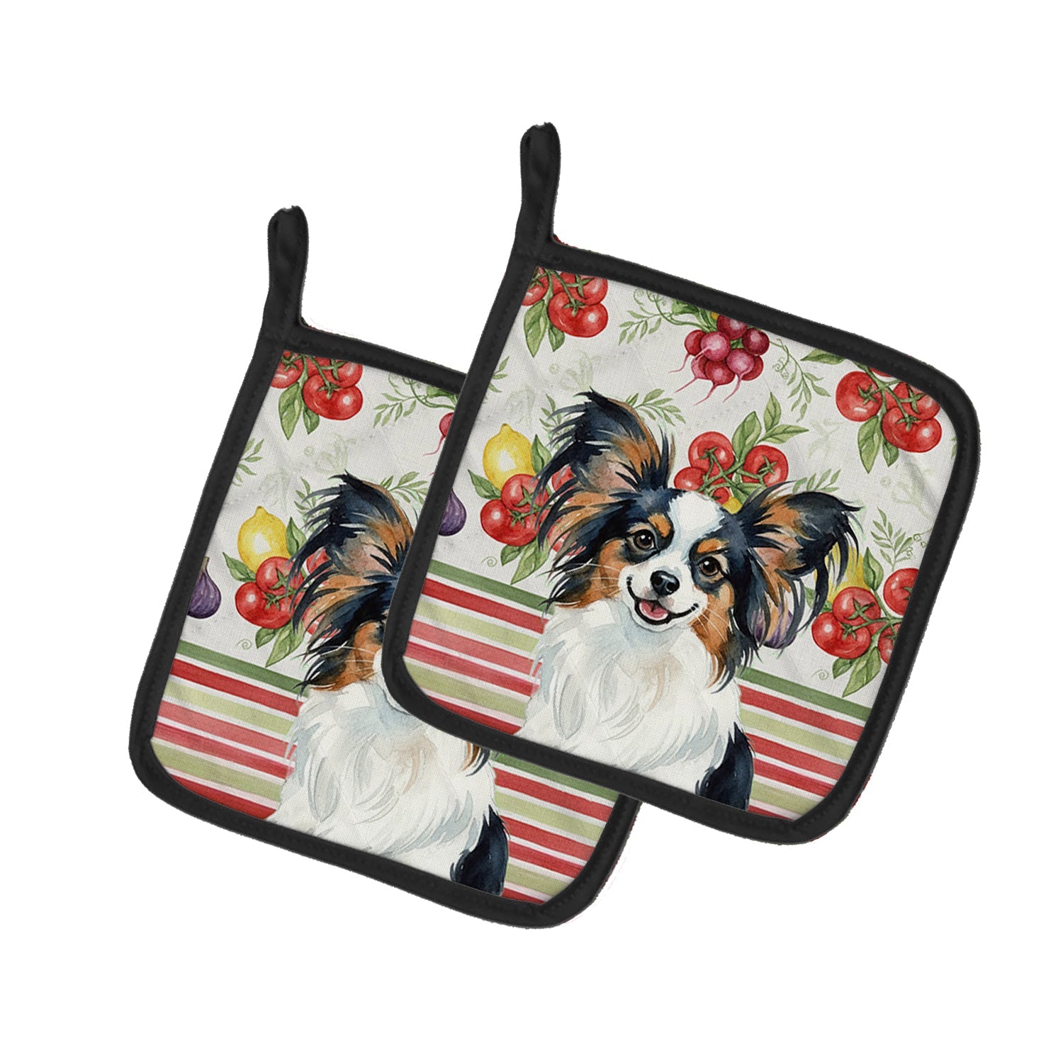 Tricoilor Papillon Vegetables Pot Holder Set of 2 Heat Resistant Quilted Hot Pads 7.5 x 7.5 Inch, Insulated Kitchen Trivets for Cooking & Baking