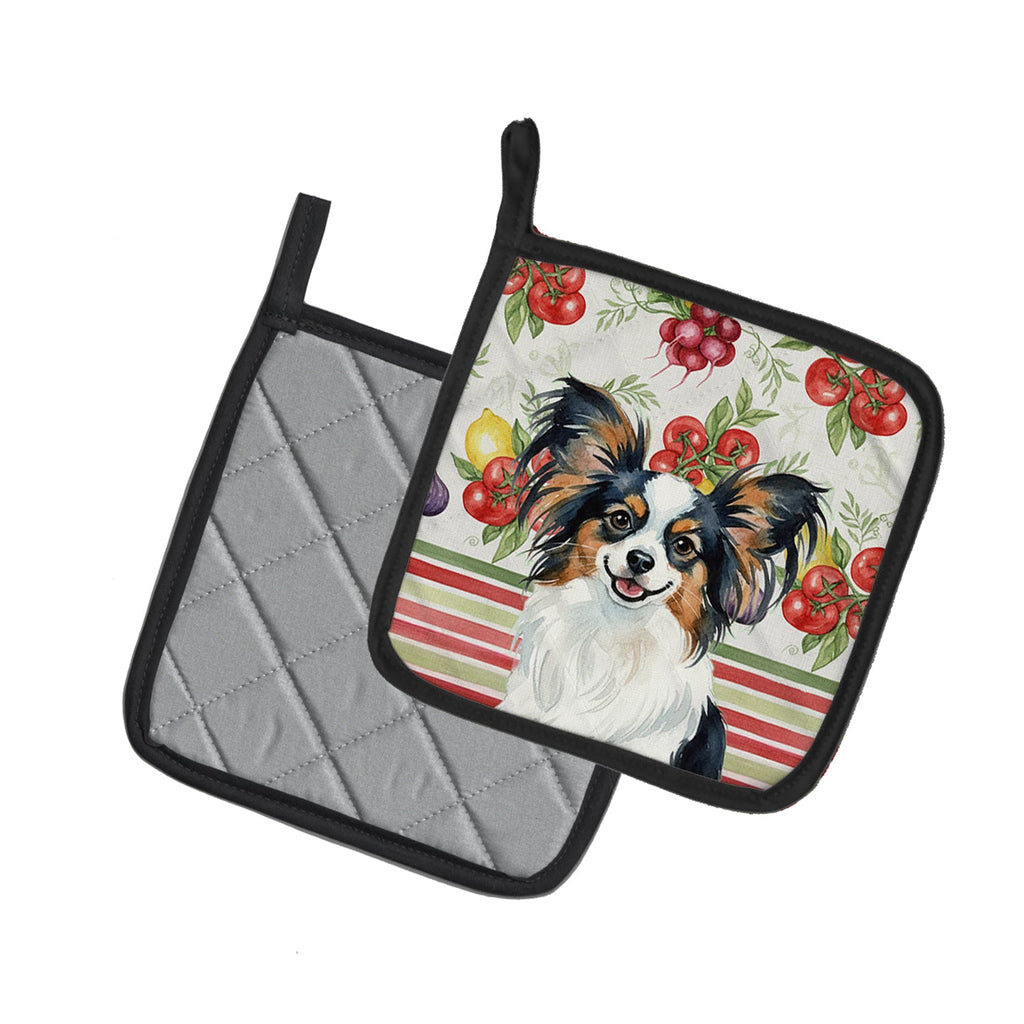 Tricoilor Papillon Vegetables Pot Holder Set of 2 Heat Resistant Quilted Hot Pads 7.5 x 7.5 Inch, Insulated Kitchen Trivets for Cooking & Baking