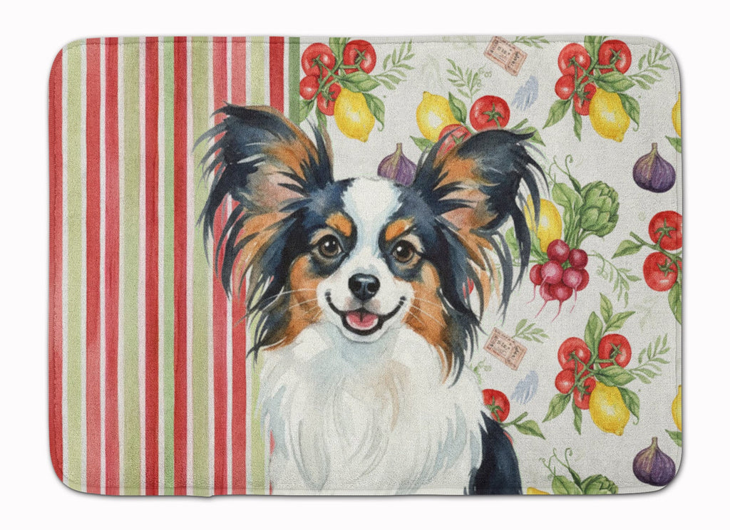 Tricoilor Papillon Vegetables Memory Foam Kitchen Mat Machine Washable Anti-Fatigue Cushion Comfort Bath or Kitchen Rug