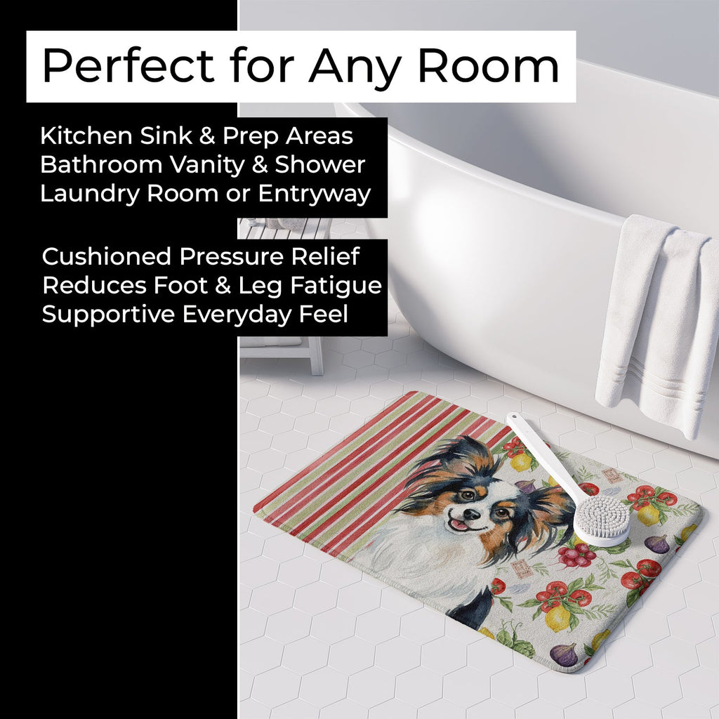 Tricoilor Papillon Vegetables Memory Foam Kitchen Mat Machine Washable Anti-Fatigue Cushion Comfort Bath or Kitchen Rug
