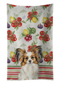 White with Sable Papillon Vegetables Kitchen Towel Velour Plush Front and Cotton Loop Back Machine Washable