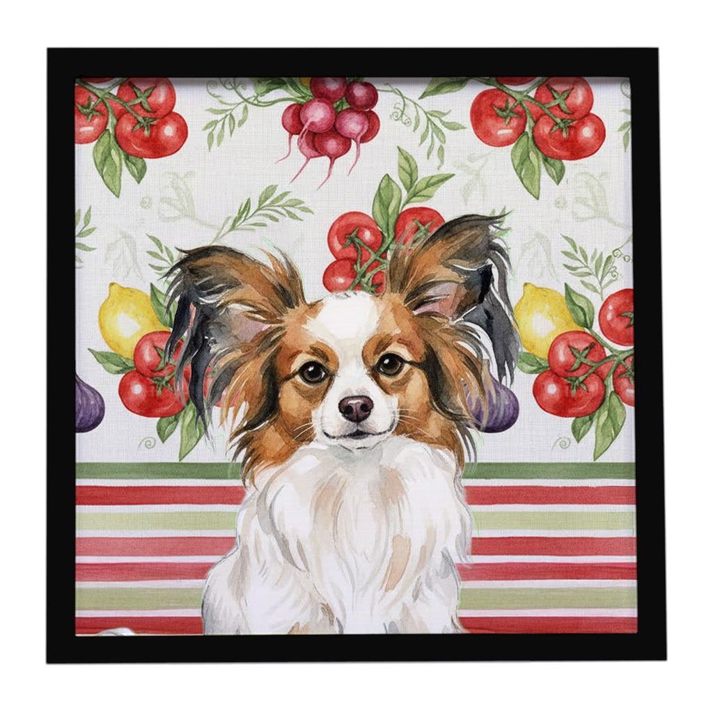 White with Sable Papillon Vegetables Framed Metal Print Bathroom, Kitchen, Office, Home Decor Wall Art Ready to Hang, Square, 8X8