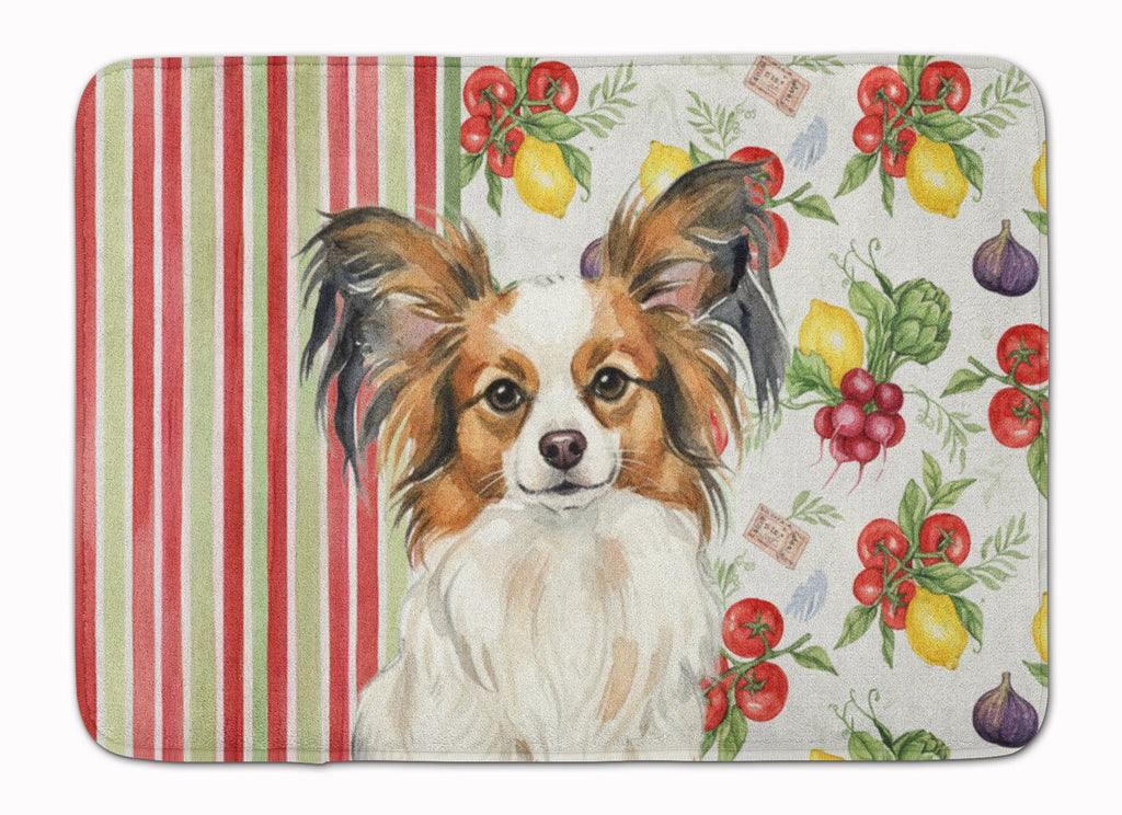 White with Sable Papillon Vegetables Memory Foam Kitchen Mat Machine Washable Anti-Fatigue Cushion Comfort Bath or Kitchen Rug