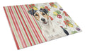 Parson Russell Terrier Vegetables Cutting Board Tempered Glass Kitchen Cutting Surface, Heat Resistant Chopping, Non-Slip Feet, Food Prep & Serving
