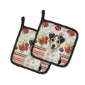 Parson Russell Terrier Vegetables Pot Holder Set of 2 Heat Resistant Quilted Hot Pads 7.5 x 7.5 Inch, Insulated Kitchen Trivets for Cooking & Baking