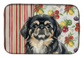 Black and Tan Pekingese Vegetables Dish Drying Mat Absorbent Dish Drying Mat Pad for Kitchen Counter Dish Drainer Mat for Countertop, 14 x 21", Multicolor
