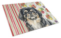 Black and Tan Pekingese Vegetables Cutting Board Tempered Glass Kitchen Cutting Surface, Heat Resistant Chopping, Non-Slip Feet, Food Prep & Serving