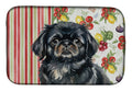 Black Pekingese Vegetables Dish Drying Mat Absorbent Dish Drying Mat Pad for Kitchen Counter Dish Drainer Mat for Countertop, 14 x 21", Multicolor