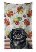 Black Pekingese Vegetables Kitchen Towel Velour Plush Front and Cotton Loop Back Machine Washable