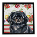 Black Pekingese Vegetables Framed Metal Print Bathroom, Kitchen, Office, Home Decor Wall Art Ready to Hang, Square, 8X8