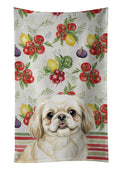 Cream Pekingese Vegetables Kitchen Towel Velour Plush Front and Cotton Loop Back Machine Washable