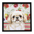 Cream Pekingese Vegetables Framed Metal Print Bathroom, Kitchen, Office, Home Decor Wall Art Ready to Hang, Square, 8X8