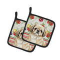 Fawn Pekingese Vegetables Pot Holder Set of 2 Heat Resistant Quilted Hot Pads 7.5 x 7.5 Inch, Insulated Kitchen Trivets for Cooking & Baking