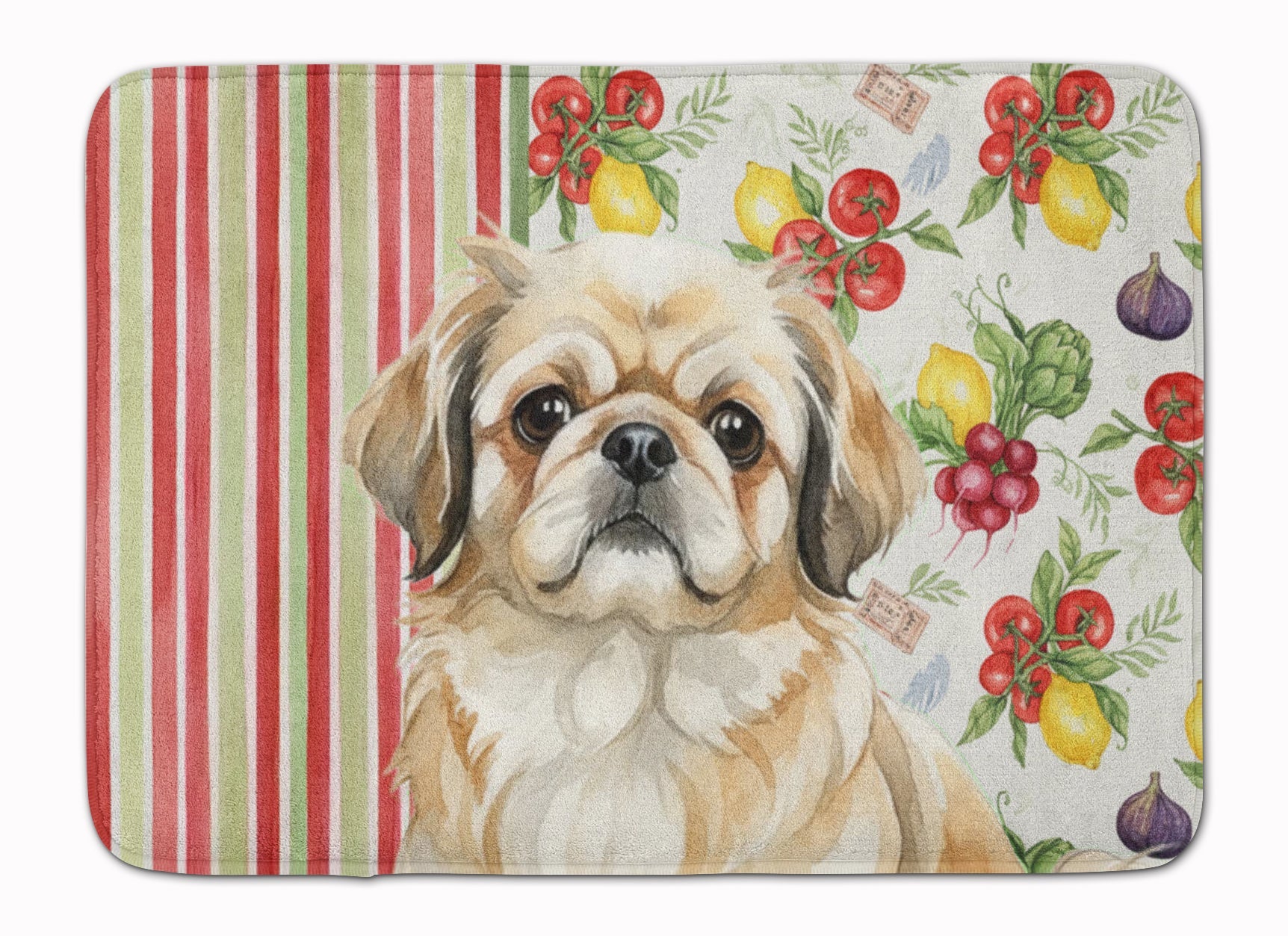 Fawn Pekingese Vegetables Memory Foam Kitchen Mat Machine Washable Anti-Fatigue Cushion Comfort Bath or Kitchen Rug