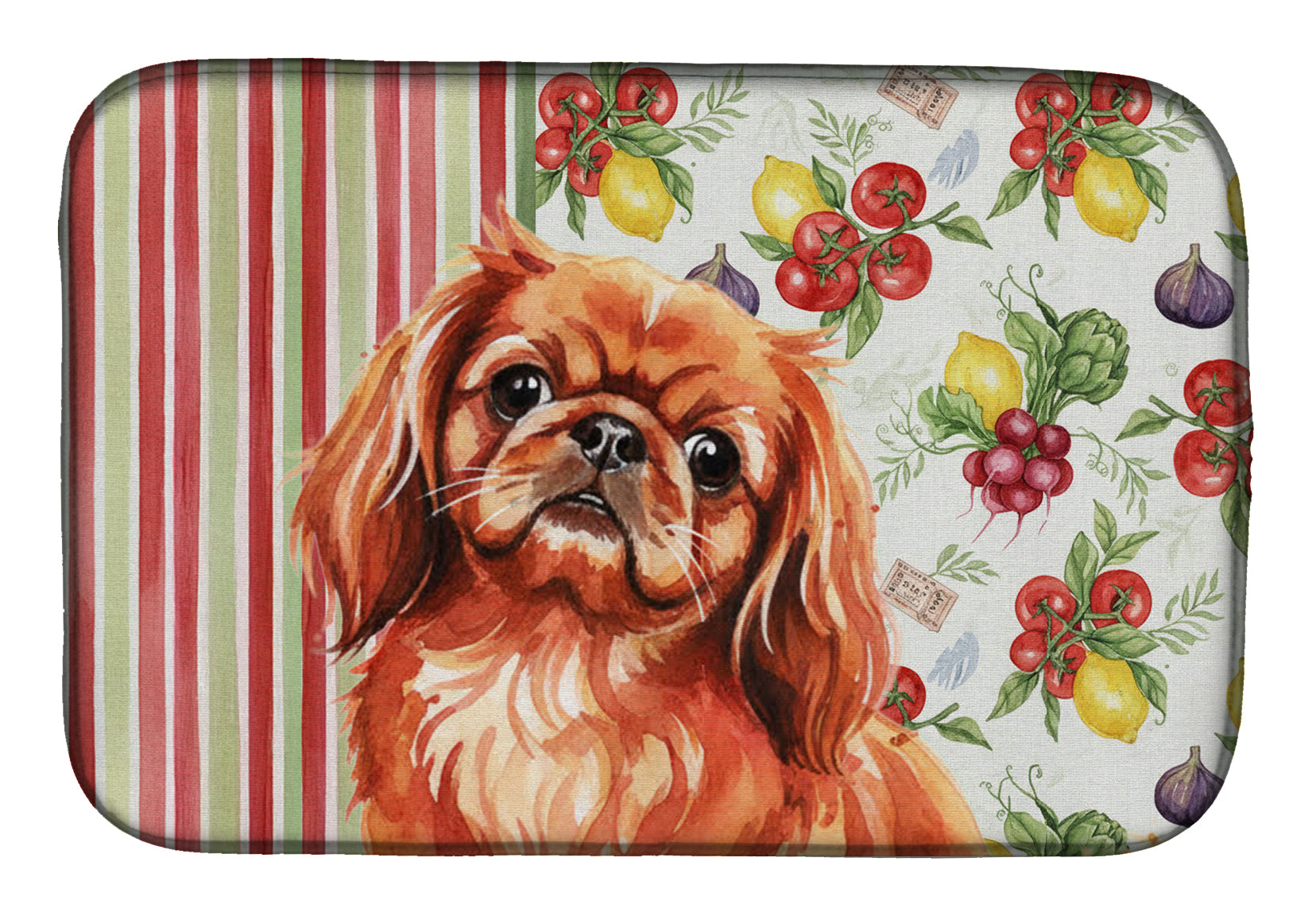Red Pekingese Vegetables Dish Drying Mat Absorbent Dish Drying Mat Pad for Kitchen Counter Dish Drainer Mat for Countertop, 14 x 21", Multicolor
