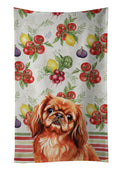 Red Pekingese Vegetables Kitchen Towel Velour Plush Front and Cotton Loop Back Machine Washable
