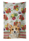 Corgi Vegetables Kitchen Towel Velour Plush Front and Cotton Loop Back Machine Washable