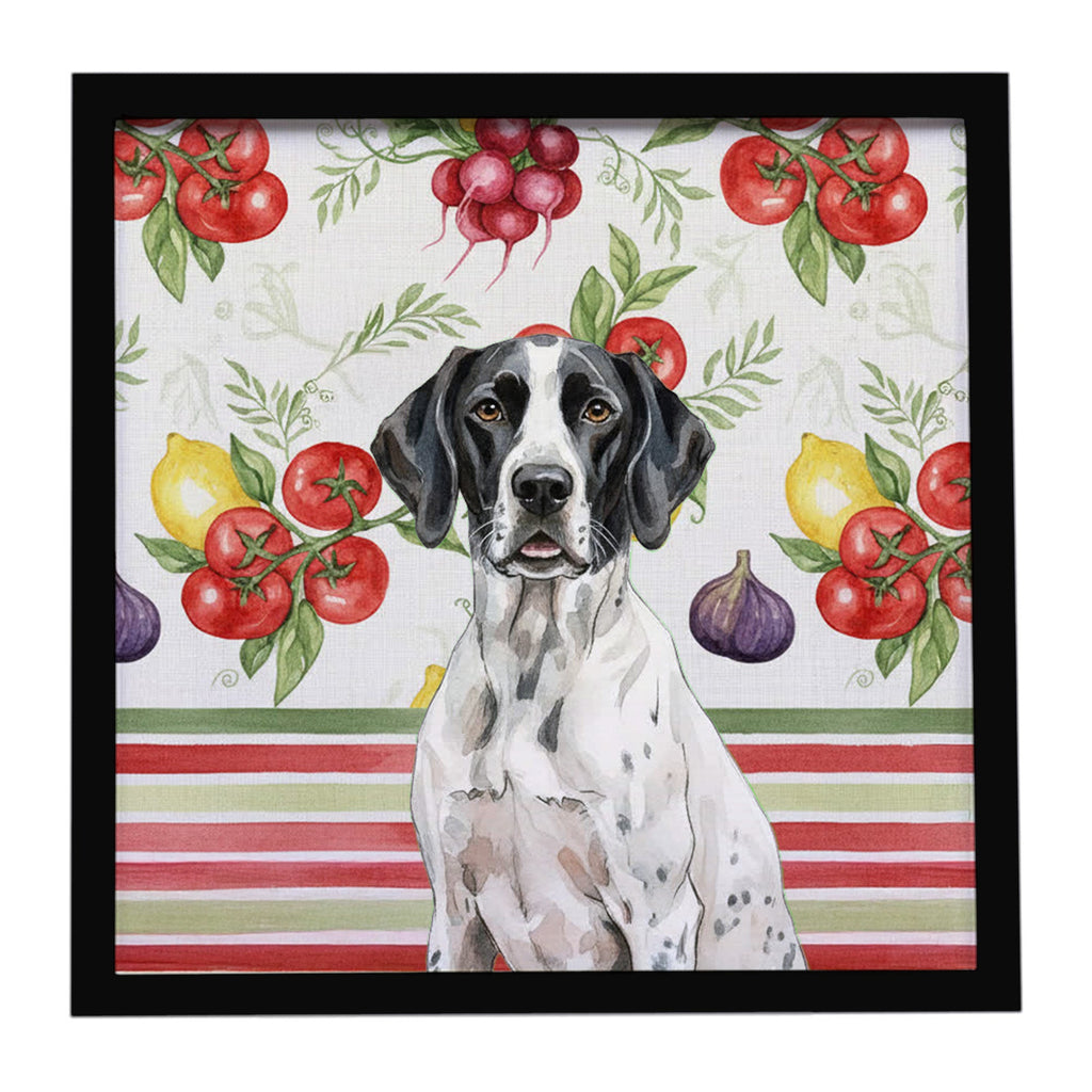 Black and White Pointer Vegetables Framed Metal Print Bathroom, Kitchen, Office, Home Decor Wall Art Ready to Hang, Square, 8X8