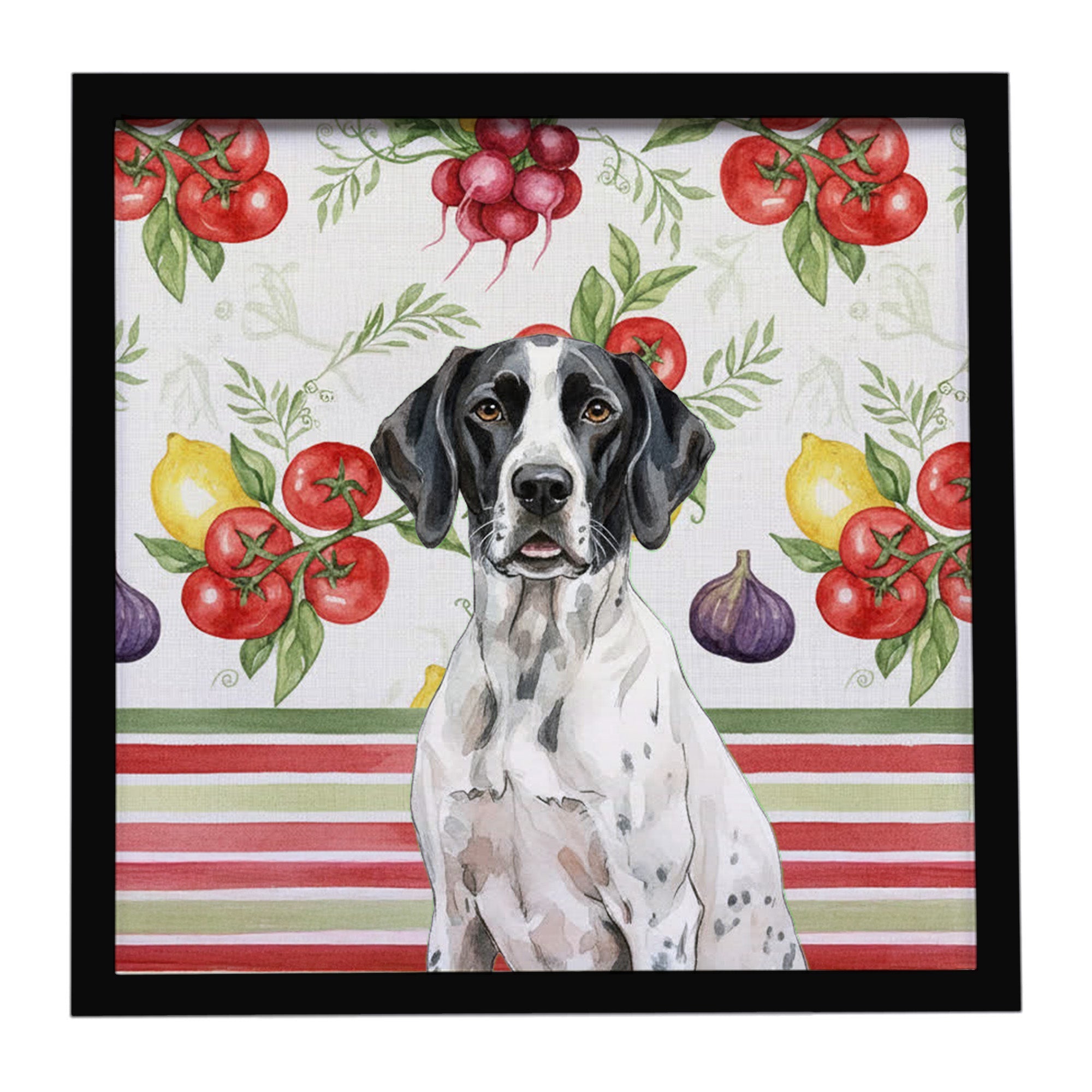 Black and White Pointer Vegetables Framed Metal Print Bathroom, Kitchen, Office, Home Decor Wall Art Ready to Hang, Square, 8X8
