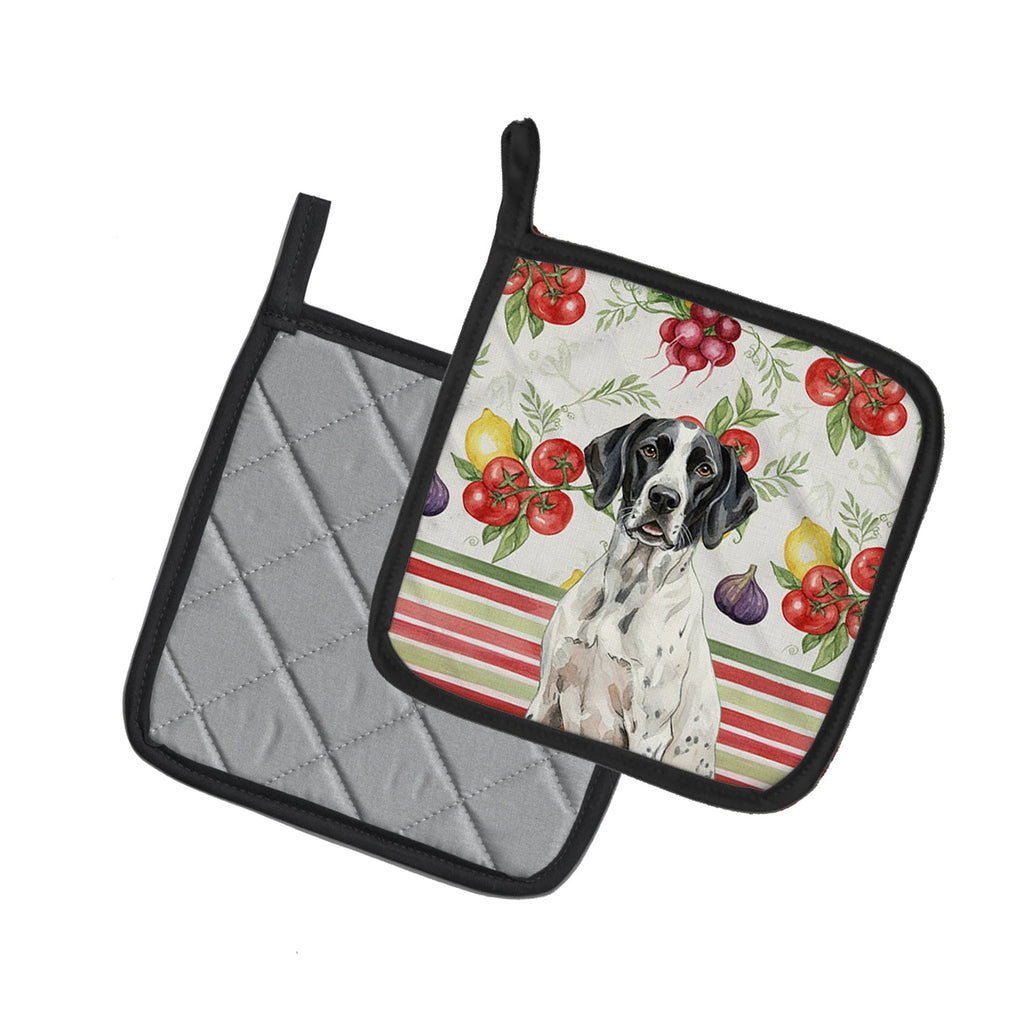 Black and White Pointer Vegetables Pot Holder Set of 2 Heat Resistant Quilted Hot Pads 7.5 x 7.5 Inch, Insulated Kitchen Trivets for Cooking & Baking