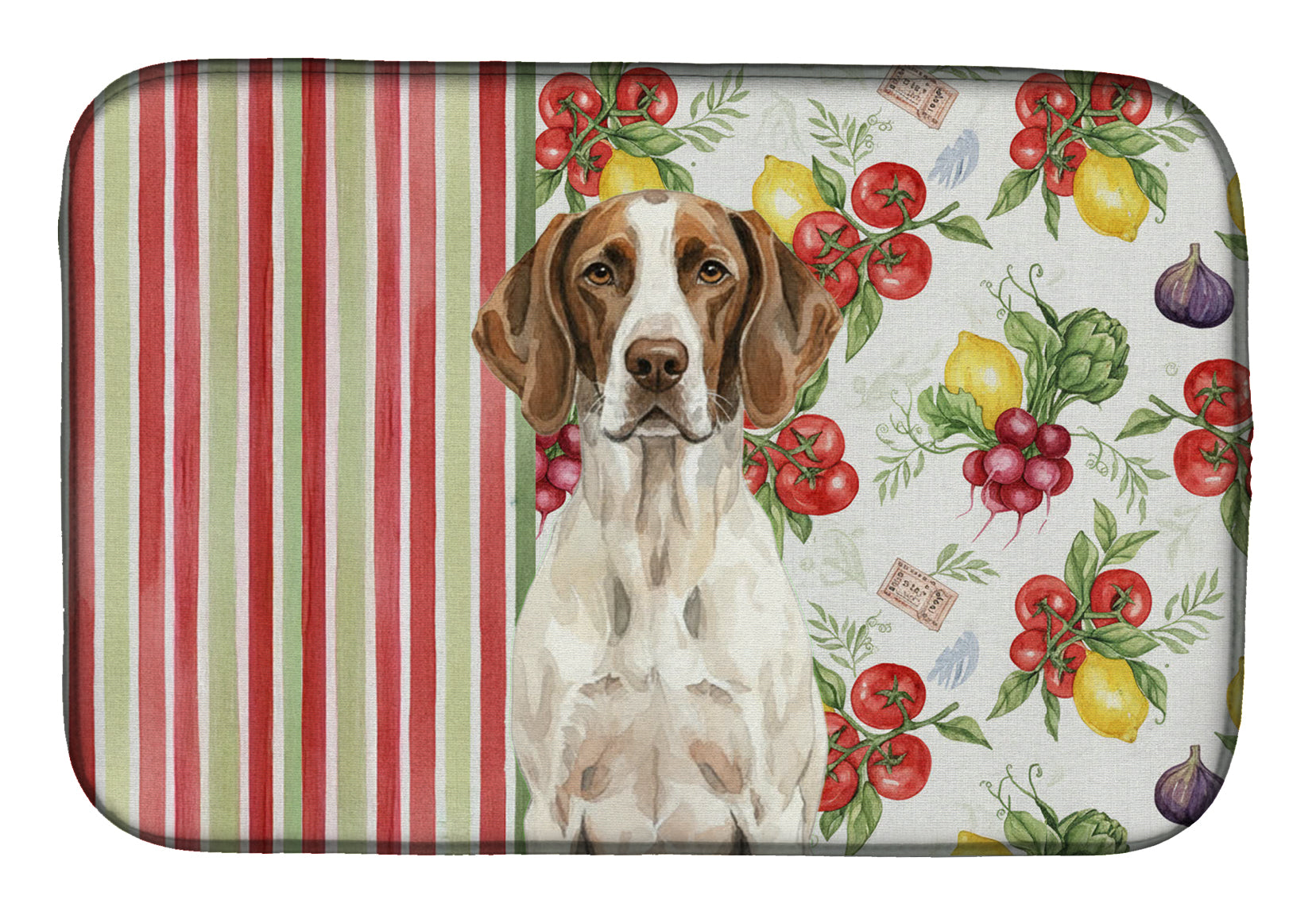 Liver and White Pointer Vegetables Dish Drying Mat Absorbent Dish Drying Mat Pad for Kitchen Counter Dish Drainer Mat for Countertop, 14 x 21", Multicolor
