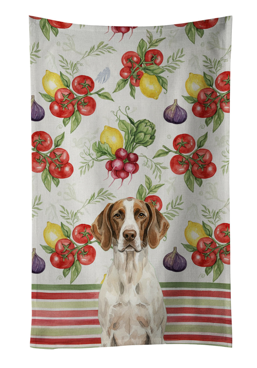 Liver and White Pointer Vegetables Kitchen Towel Velour Plush Front and Cotton Loop Back Machine Washable