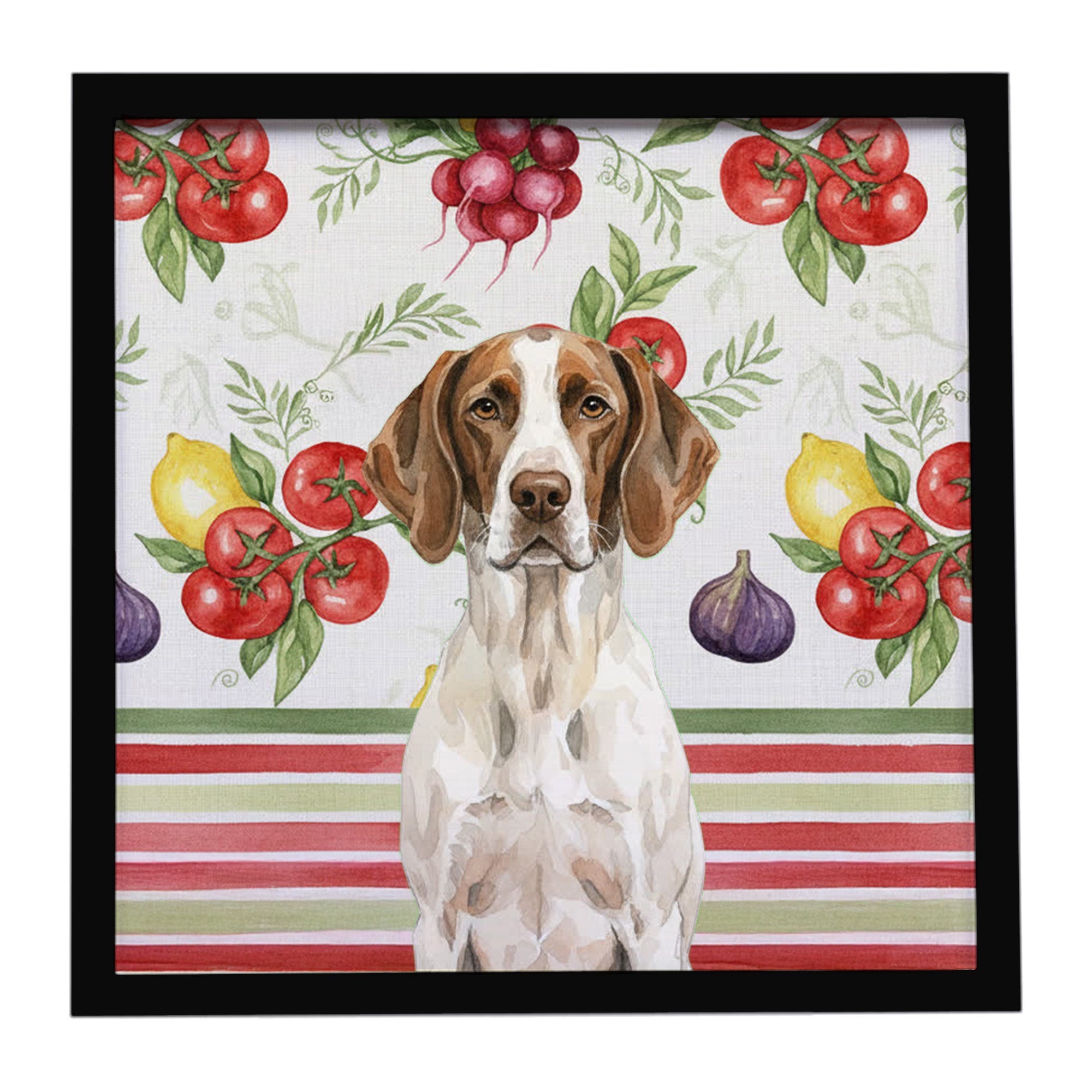 Liver and White Pointer Vegetables Framed Metal Print Bathroom, Kitchen, Office, Home Decor Wall Art Ready to Hang, Square, 8X8
