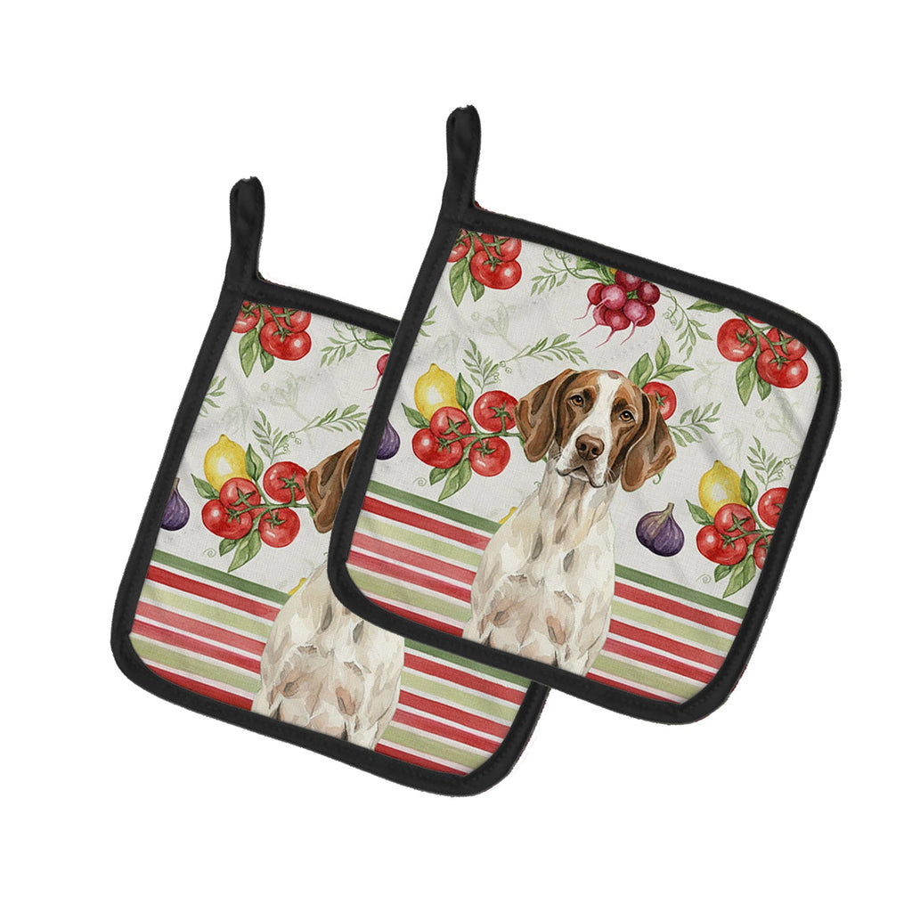 Liver and White Pointer Vegetables Pot Holder Set of 2 Heat Resistant Quilted Hot Pads 7.5 x 7.5 Inch, Insulated Kitchen Trivets for Cooking & Baking