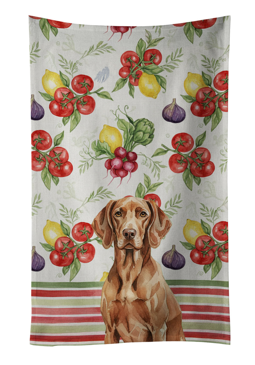 Liver Pointer Vegetables Kitchen Towel Velour Plush Front and Cotton Loop Back Machine Washable