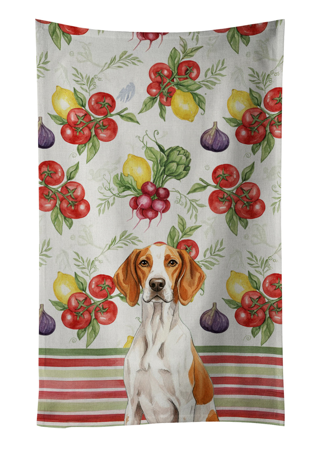 Orange and White Pointer Vegetables Kitchen Towel Velour Plush Front and Cotton Loop Back Machine Washable