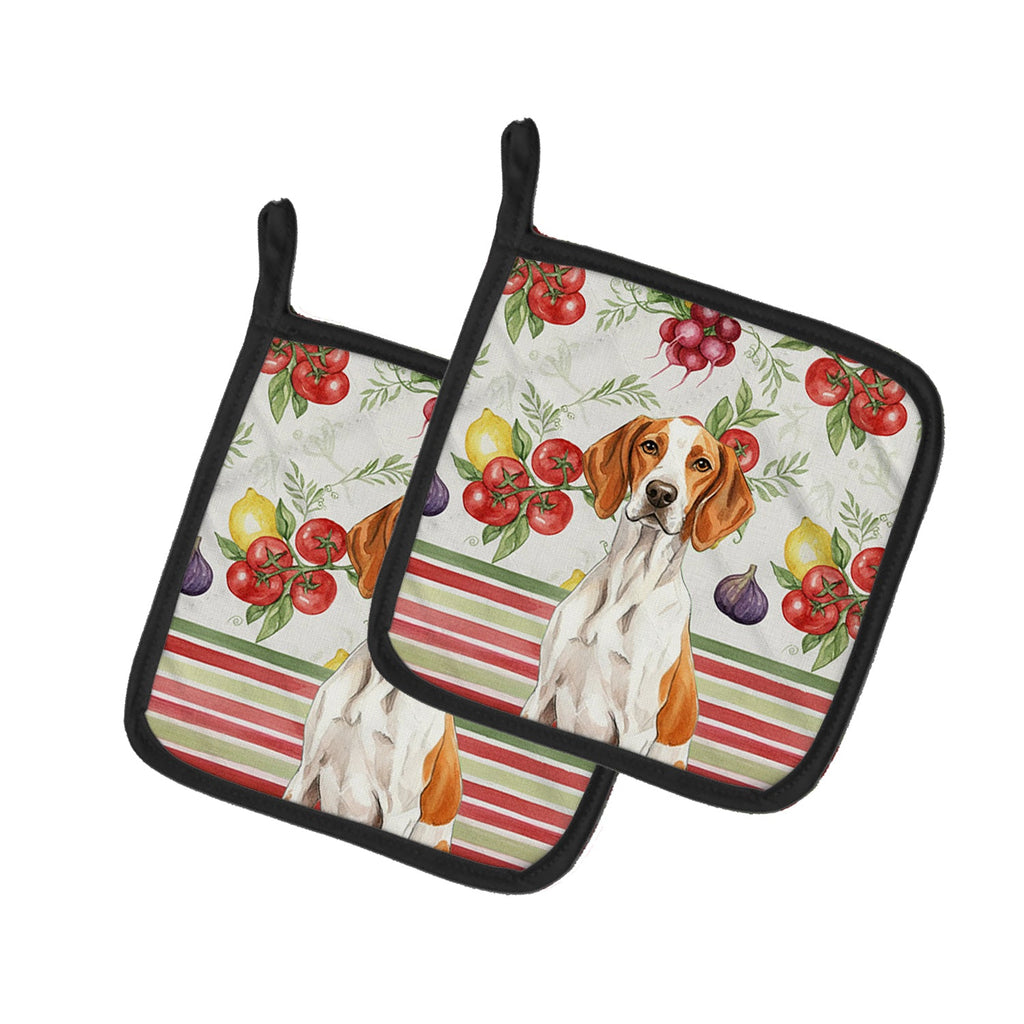Orange and White Pointer Vegetables Pot Holder Set of 2 Heat Resistant Quilted Hot Pads 7.5 x 7.5 Inch, Insulated Kitchen Trivets for Cooking & Baking
