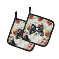 Black and White Pomeranian Vegetables Pot Holder Set of 2 Heat Resistant Quilted Hot Pads 7.5 x 7.5 Inch, Insulated Kitchen Trivets for Cooking & Baking