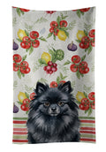 Black Pomeranian Vegetables Kitchen Towel Velour Plush Front and Cotton Loop Back Machine Washable