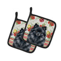 Black Pomeranian Vegetables Pot Holder Set of 2 Heat Resistant Quilted Hot Pads 7.5 x 7.5 Inch, Insulated Kitchen Trivets for Cooking & Baking