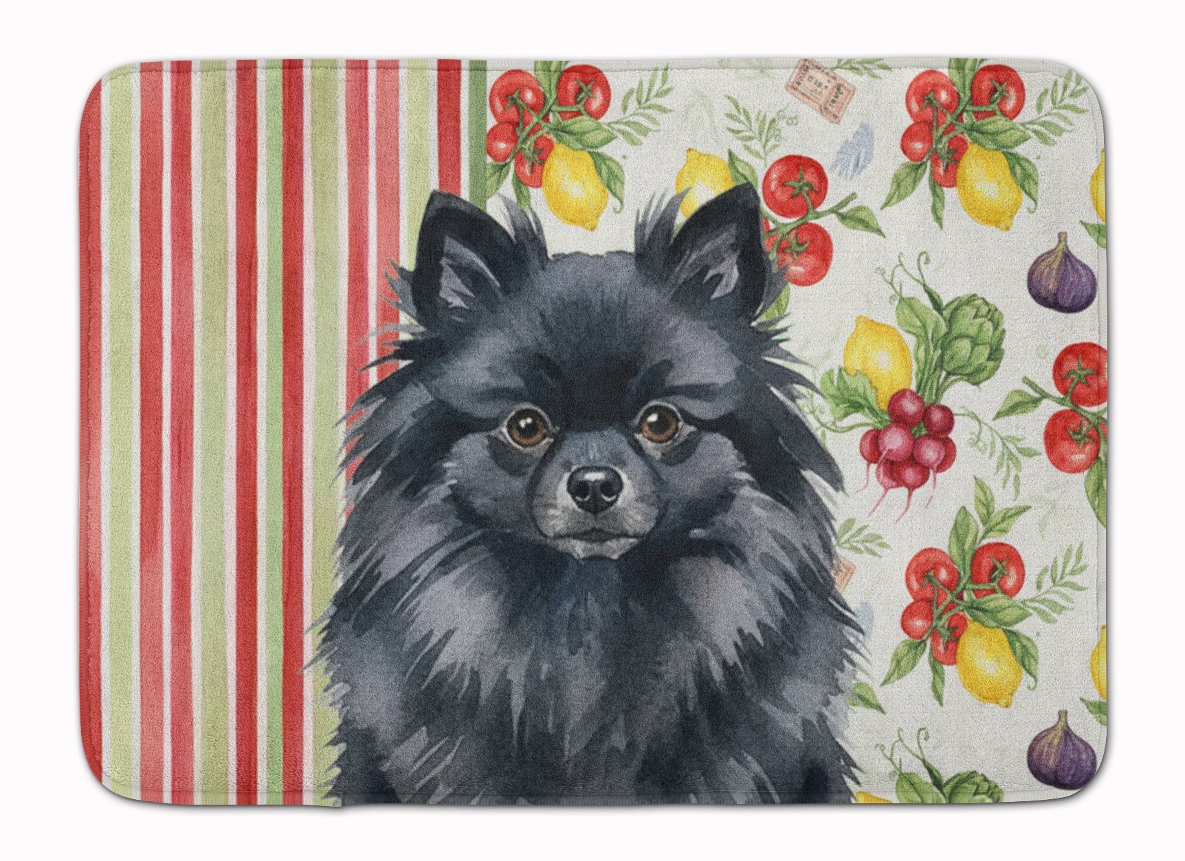Black Pomeranian Vegetables Memory Foam Kitchen Mat Machine Washable Anti-Fatigue Cushion Comfort Bath or Kitchen Rug