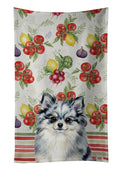Blue Merle Pomeranian Vegetables Kitchen Towel Velour Plush Front and Cotton Loop Back Machine Washable