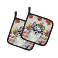 Blue Merle Pomeranian Vegetables Pot Holder Set of 2 Heat Resistant Quilted Hot Pads 7.5 x 7.5 Inch, Insulated Kitchen Trivets for Cooking & Baking