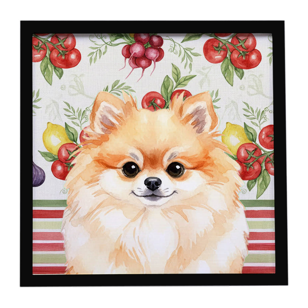 Pomeranian Vegetables Framed Metal Print Bathroom, Kitchen, Office, Home Decor Wall Art Ready to Hang, Square, 8X8