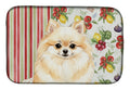 Cream Pomeranian Vegetables Dish Drying Mat Absorbent Dish Drying Mat Pad for Kitchen Counter Dish Drainer Mat for Countertop, 14 x 21", Multicolor