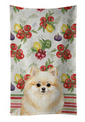 Cream Pomeranian Vegetables Kitchen Towel Velour Plush Front and Cotton Loop Back Machine Washable