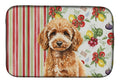 Miniature Apricot Poodle Vegetables Dish Drying Mat Absorbent Dish Drying Mat Pad for Kitchen Counter Dish Drainer Mat for Countertop, 14 x 21", Multicolor