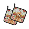 Miniature Apricot Poodle Vegetables Pot Holder Set of 2 Heat Resistant Quilted Hot Pads 7.5 x 7.5 Inch, Insulated Kitchen Trivets for Cooking & Baking