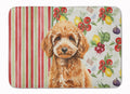 Miniature Apricot Poodle Vegetables Memory Foam Kitchen Mat Machine Washable Anti-Fatigue Cushion Comfort Bath or Kitchen Rug