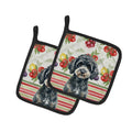 Miniature Black Poodle Vegetables Pot Holder Set of 2 Heat Resistant Quilted Hot Pads 7.5 x 7.5 Inch, Insulated Kitchen Trivets for Cooking & Baking