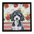 Miniature Parti Poodle Vegetables Framed Metal Print Bathroom, Kitchen, Office, Home Decor Wall Art Ready to Hang, Square, 8X8