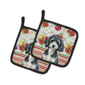 Miniature Parti Poodle Vegetables Pot Holder Set of 2 Heat Resistant Quilted Hot Pads 7.5 x 7.5 Inch, Insulated Kitchen Trivets for Cooking & Baking
