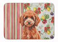 Miniature Red Poodle Vegetables Memory Foam Kitchen Mat Machine Washable Anti-Fatigue Cushion Comfort Bath or Kitchen Rug