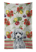 Miniature Silver Poodle Vegetables Kitchen Towel Velour Plush Front and Cotton Loop Back Machine Washable