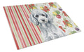 Miniature Silver Poodle Vegetables Cutting Board Tempered Glass Kitchen Cutting Surface, Heat Resistant Chopping, Non-Slip Feet, Food Prep & Serving