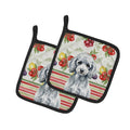 Miniature Silver Poodle Vegetables Pot Holder Set of 2 Heat Resistant Quilted Hot Pads 7.5 x 7.5 Inch, Insulated Kitchen Trivets for Cooking & Baking